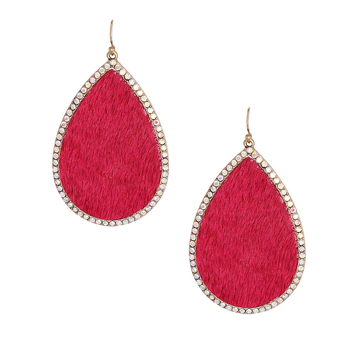 Pink Genuine Leather Teardrop Earrings