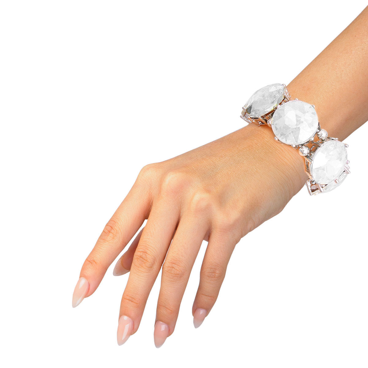 Silver Clear Round Crystal Bracelet