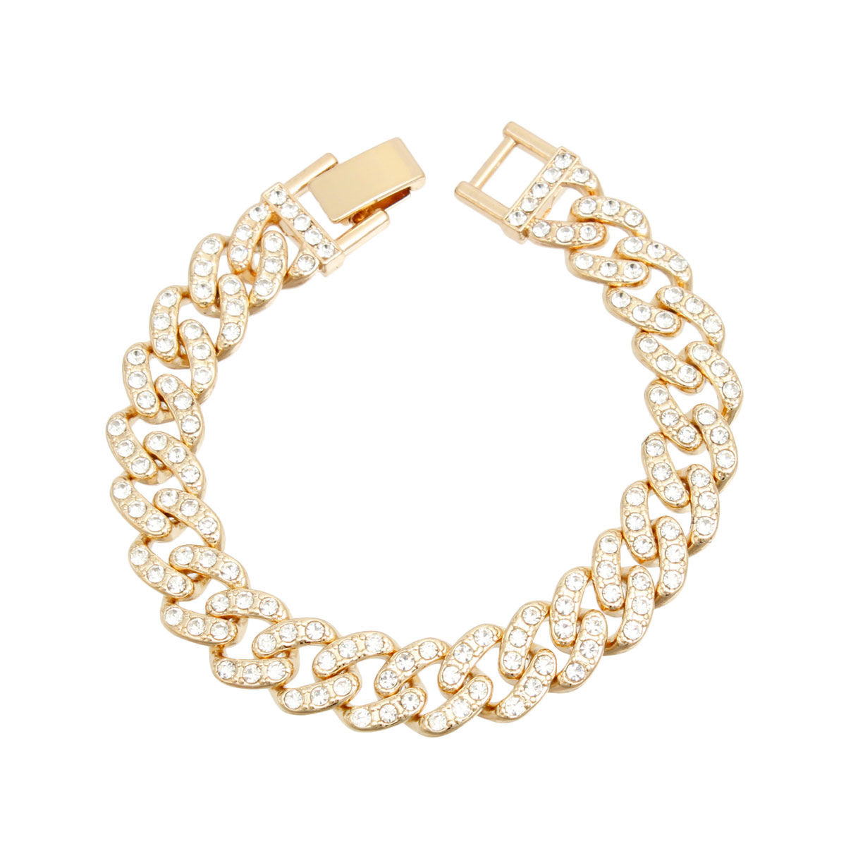 Iced Gold Cuban Chain Clasp Bracelet