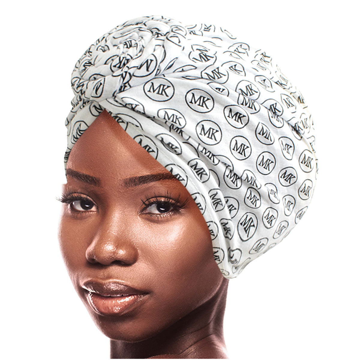 White MK Circle Twist Knot Turban