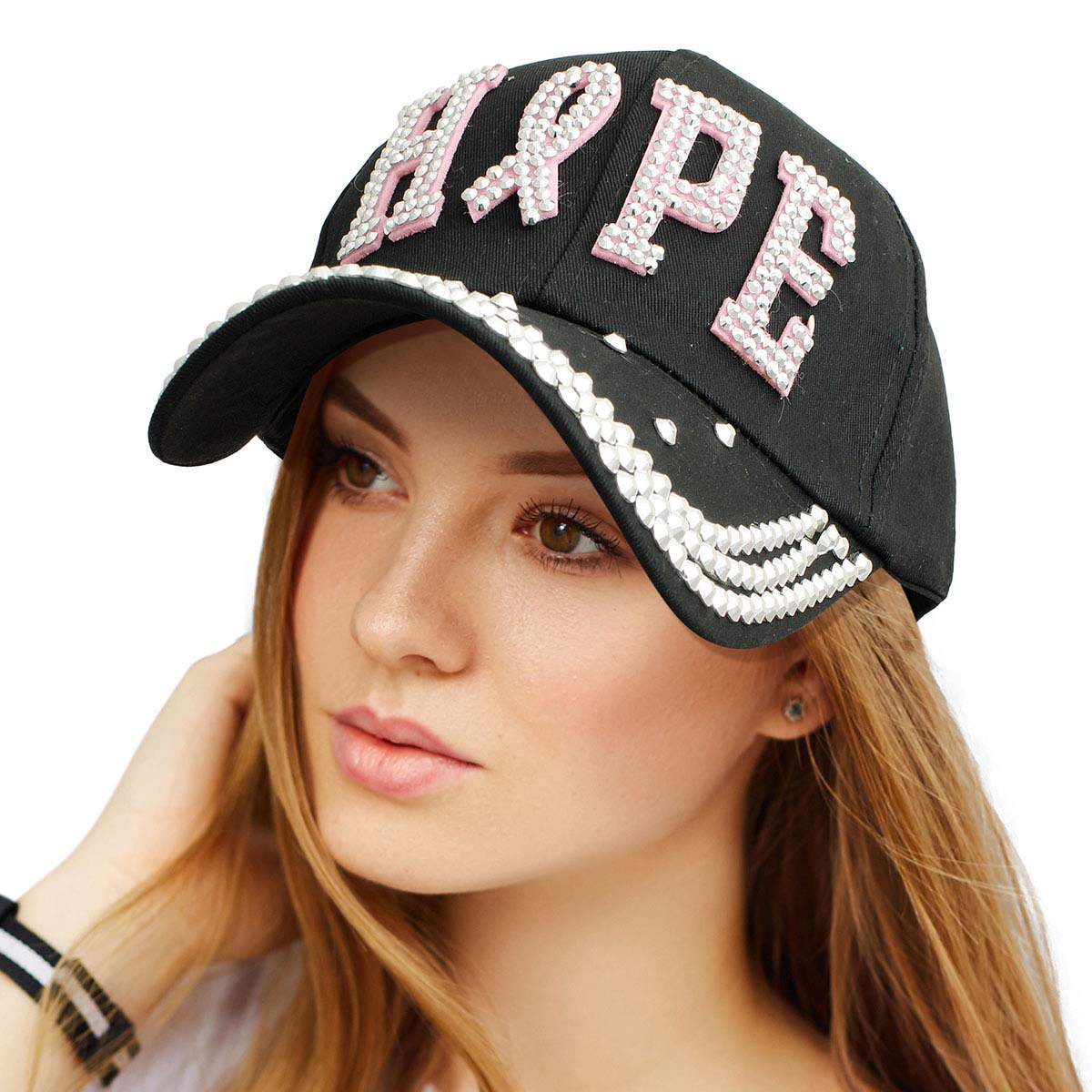 Denim Black Hope Pink Ribbon Cap