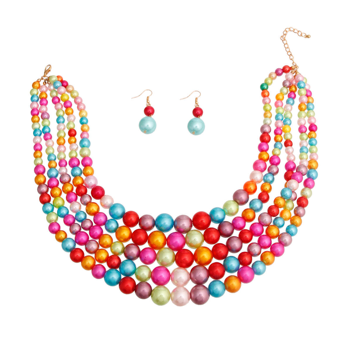 Rainbow Pearl 5 Strand Set