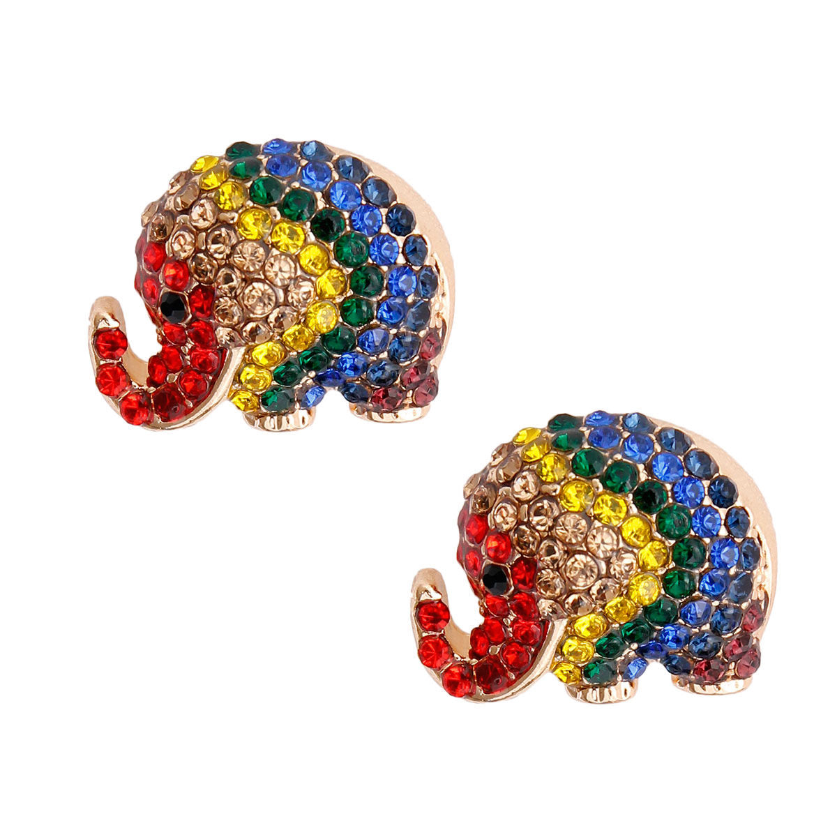 Rainbow Rhinestone Elephant Studs