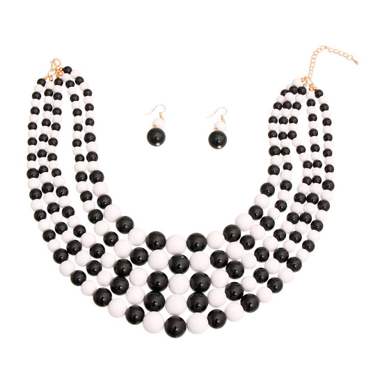 Black and White Pearl 5 Strand Set