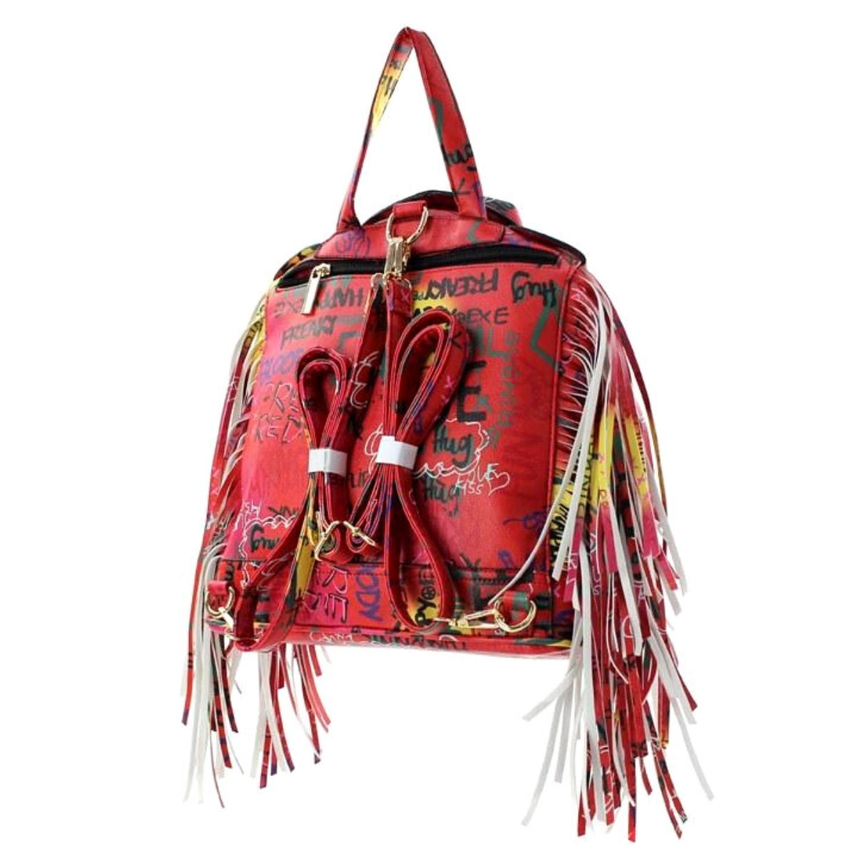 Red Graffiti Moto Jacket Backpack