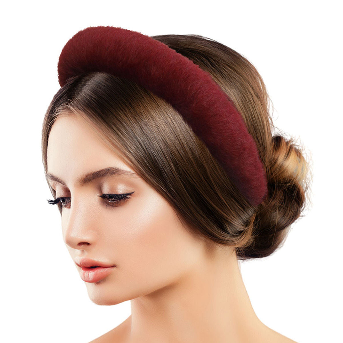 Burgundy Fur Headband