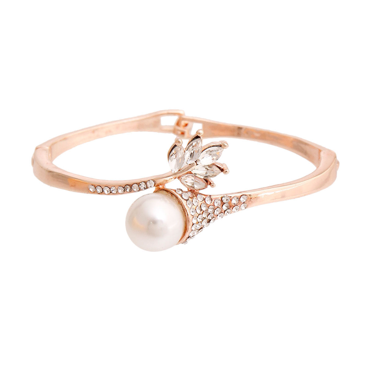 Rose Gold Pearl Hinge Cuff