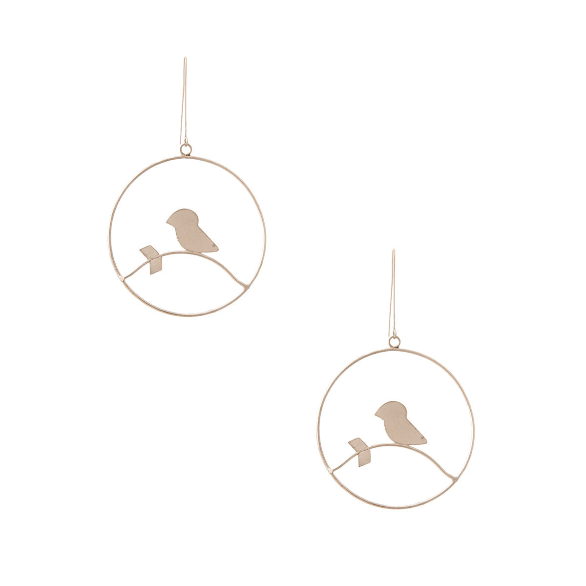 Silver Brass Bird Hoops