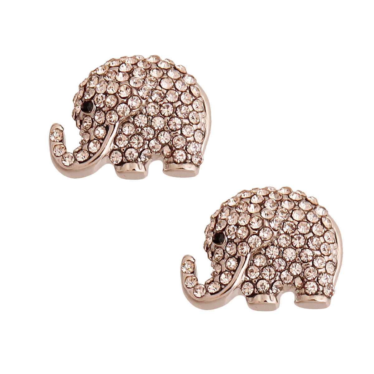 Silver Rhinestone Elephant Studs