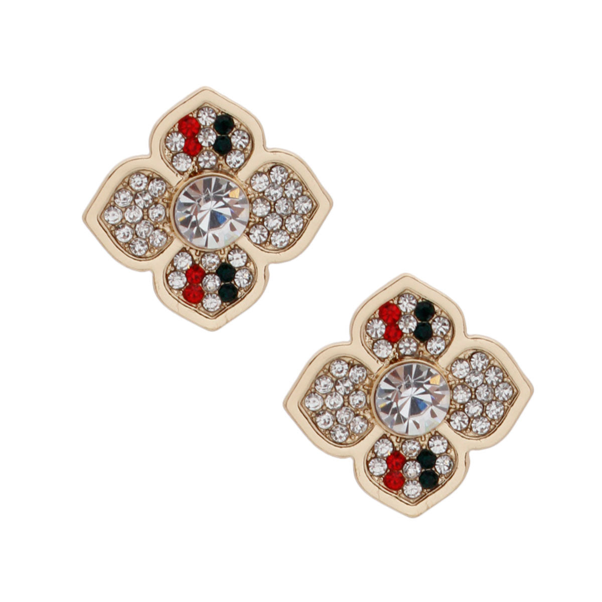 Striped Luxury French Designer Flower Studs