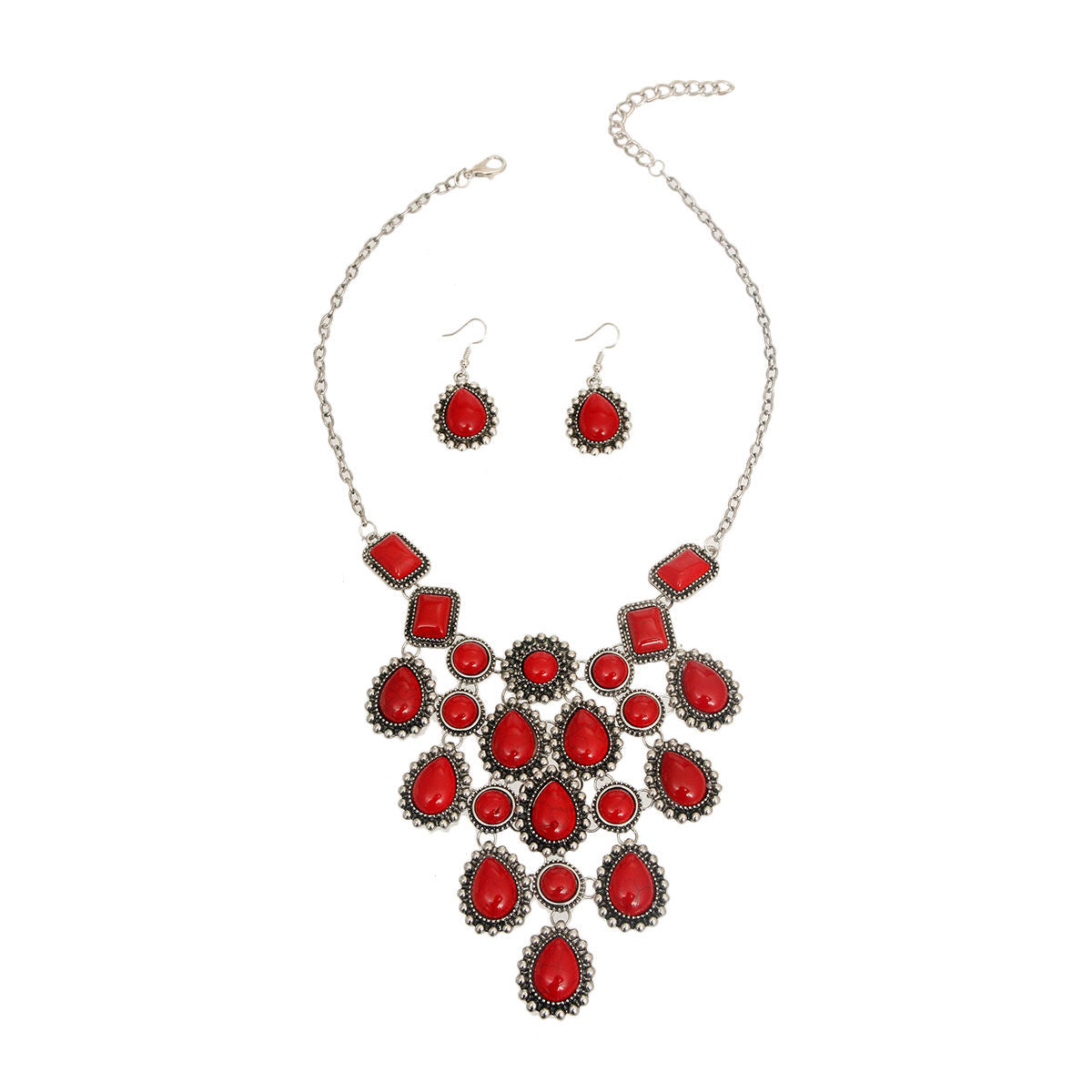 Red Teardrop Boho Necklace