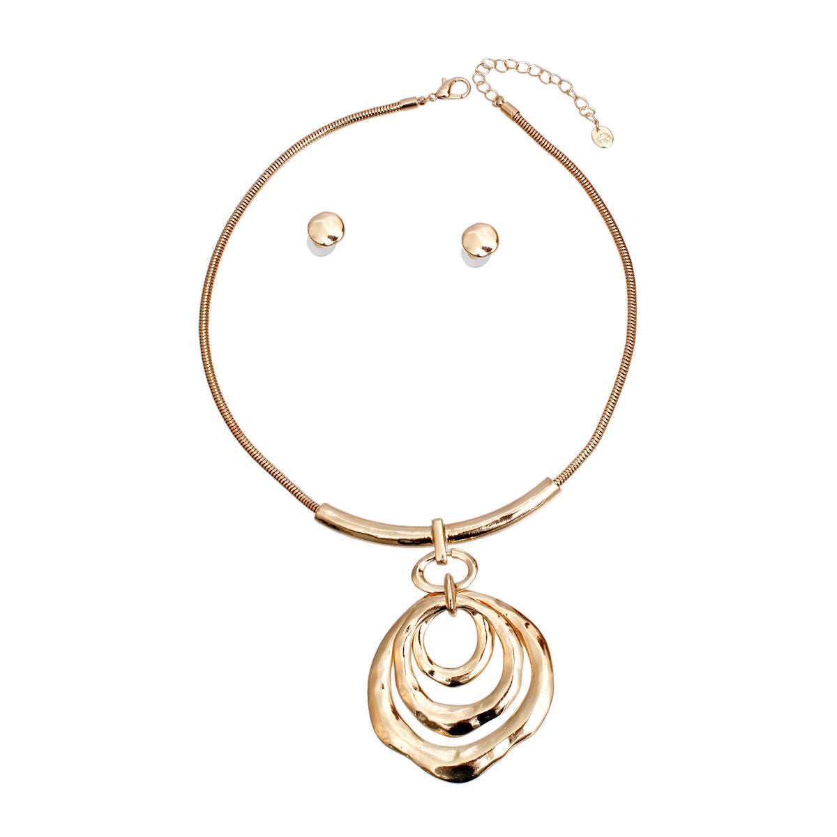 Gold Snake Chain Round Pendant Set