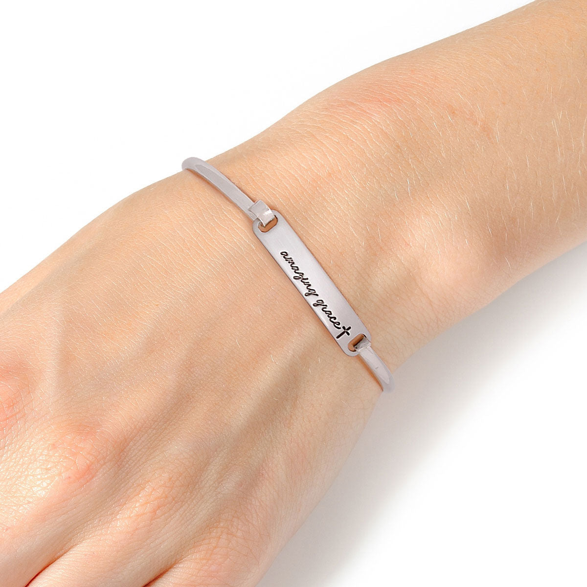 Amazing Grace Silver Hook Bangle