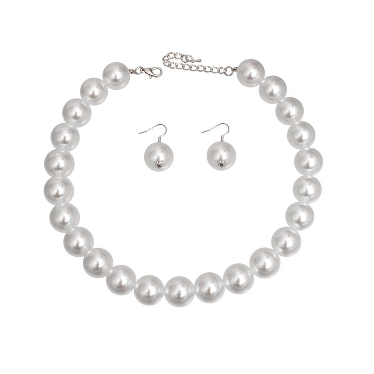 White White Ball Pearl Single Strand Necklace