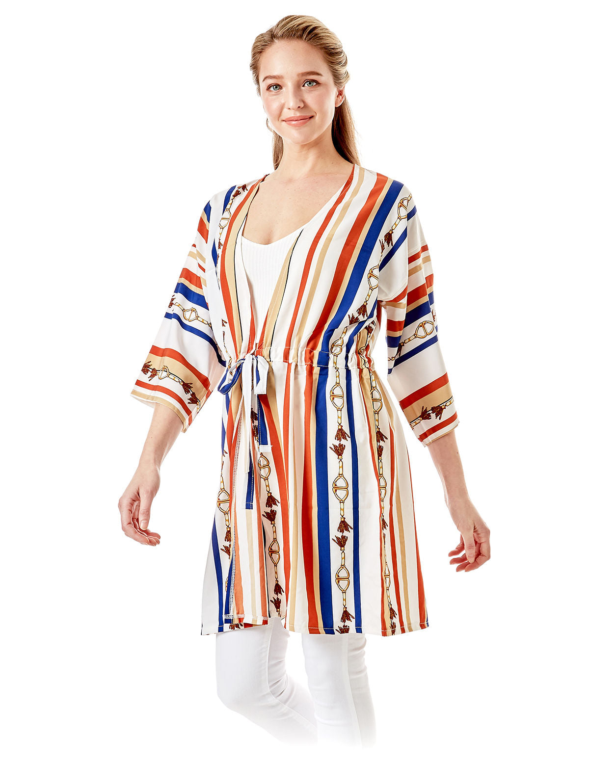 White Stripe Designer Horsebit Cover Up