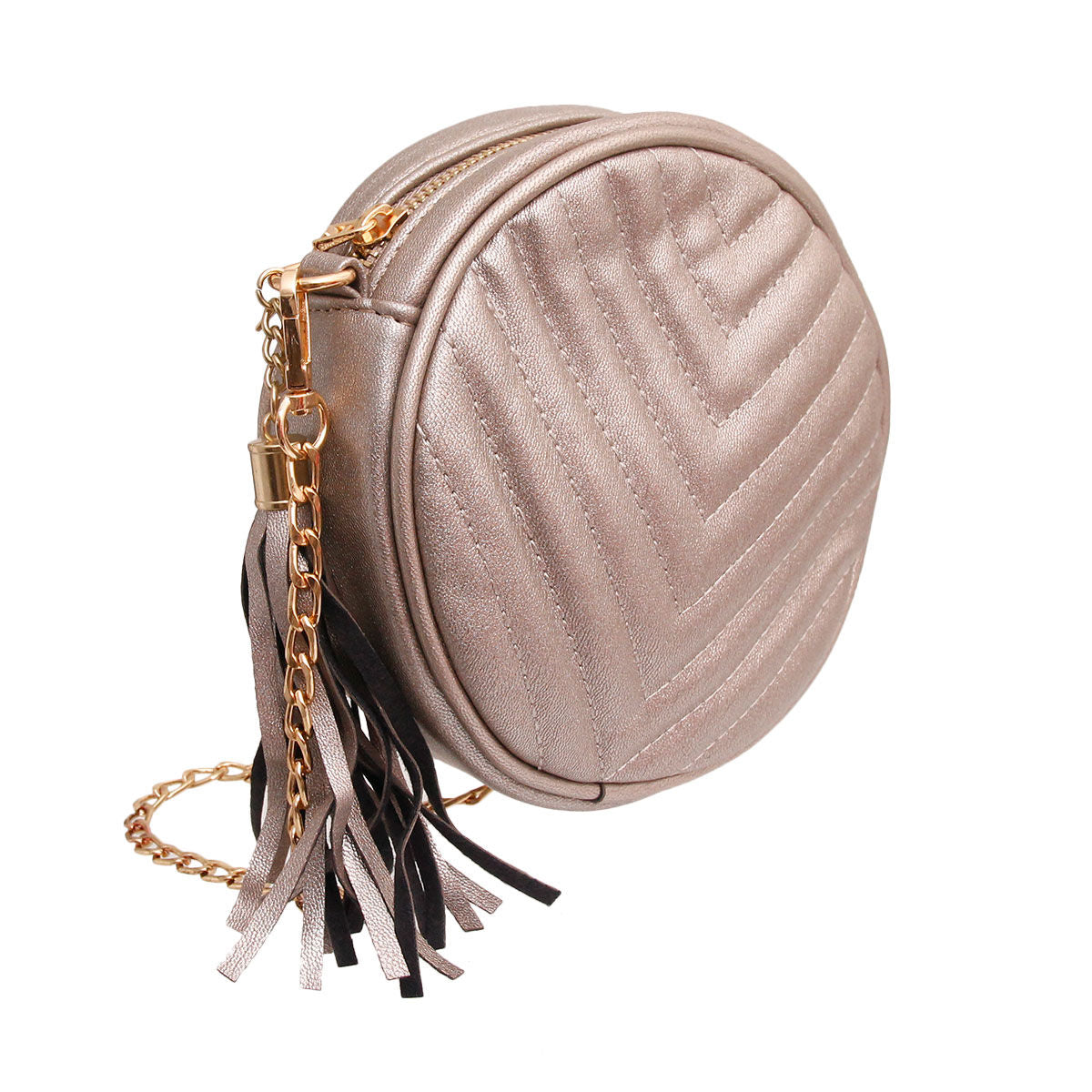 Pewter Chevron Circle Crossbody Fanny Bag