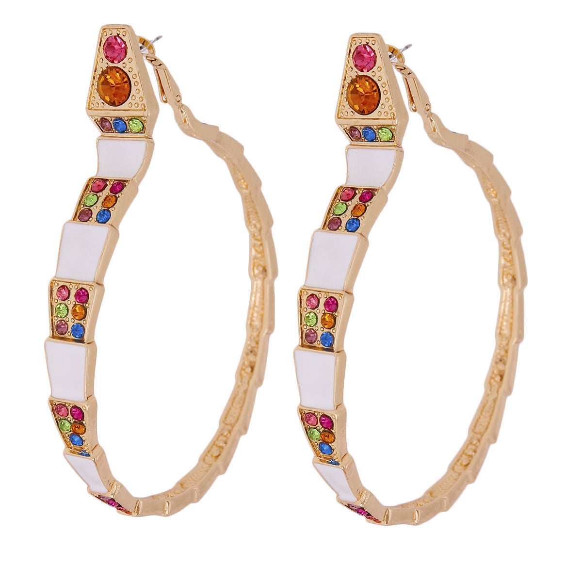 Luxury White 3D Snake Wrap Hoops