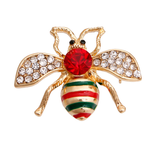 Red Bee Royalty: Crystal Bee Brooch