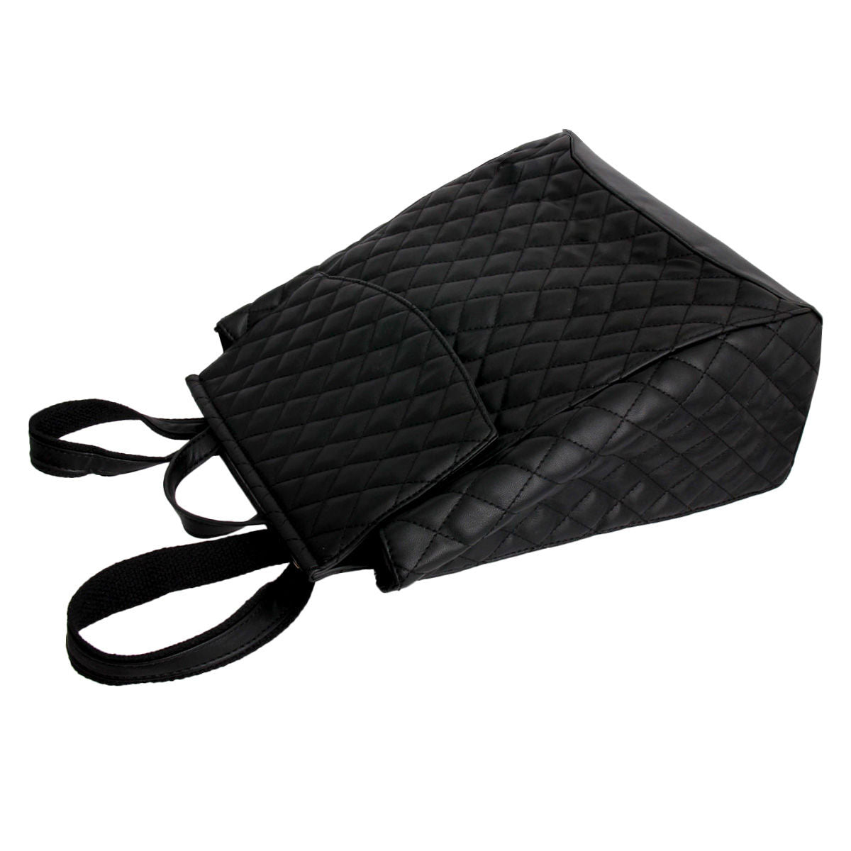 Black Quilted Convertible Backpack