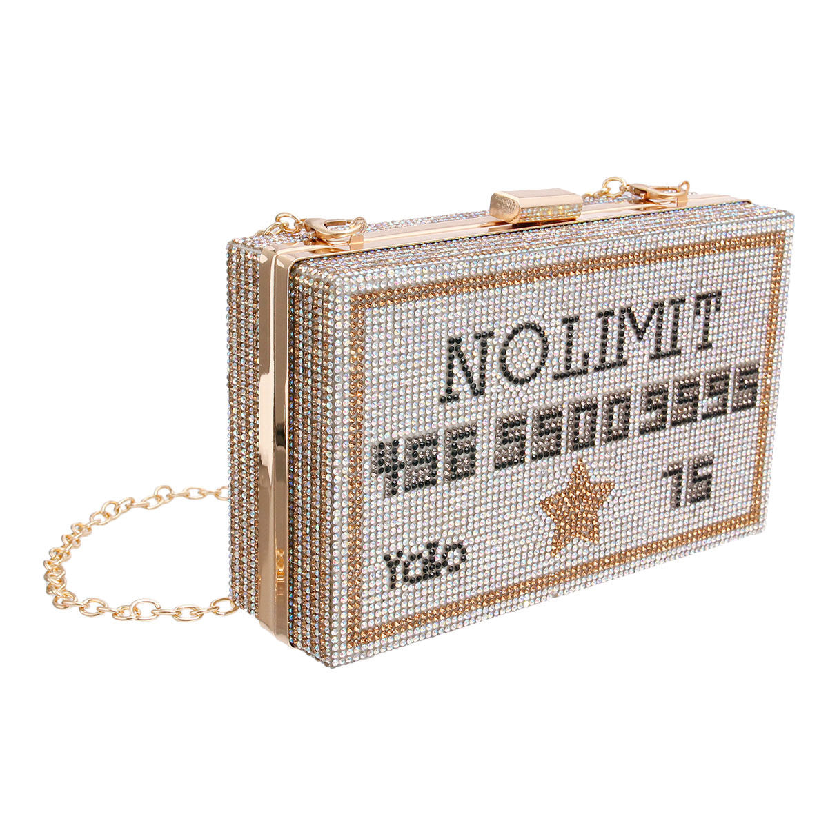 Silver No Limit Card Bling Clutch