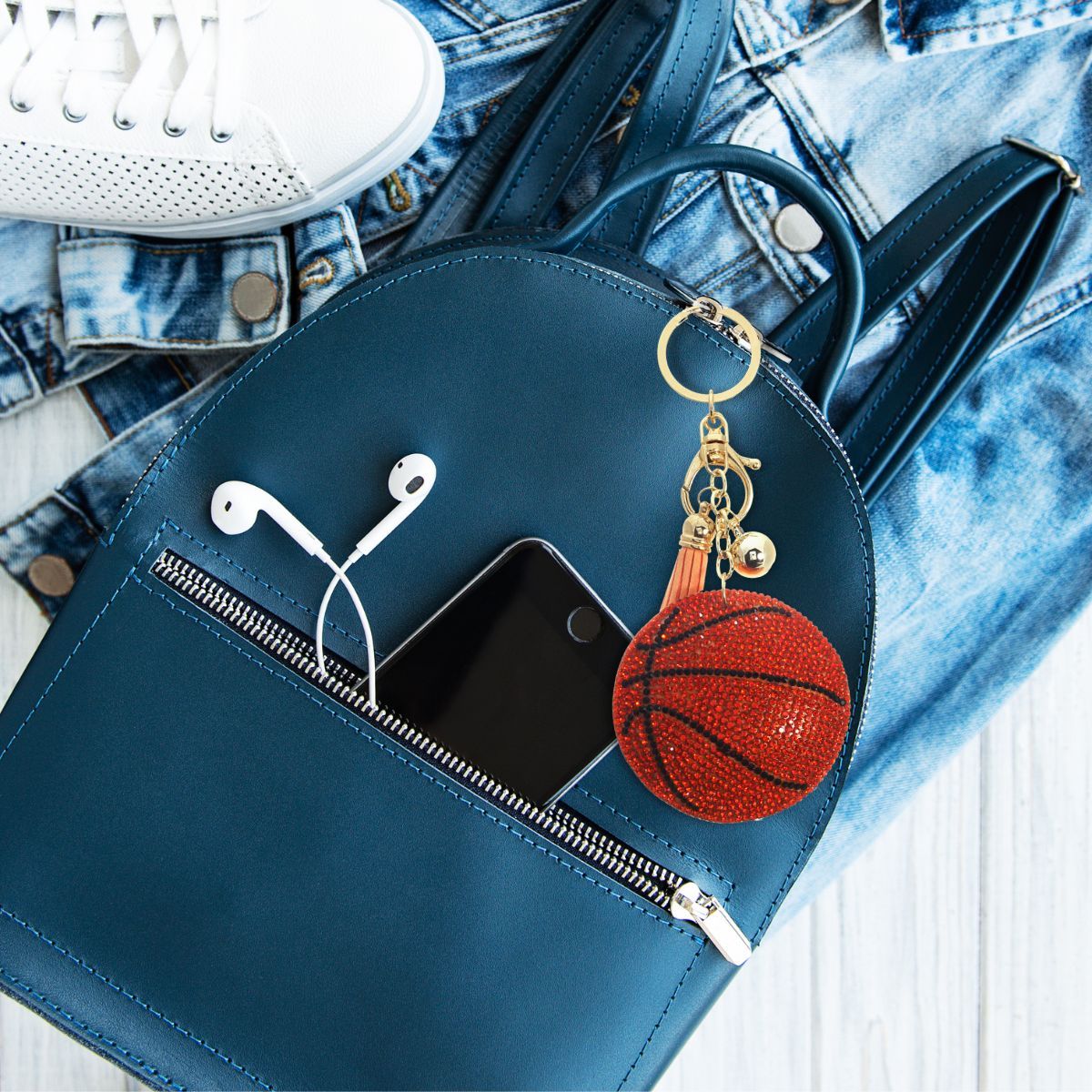 Orange Basketball Keychain Bag Charm