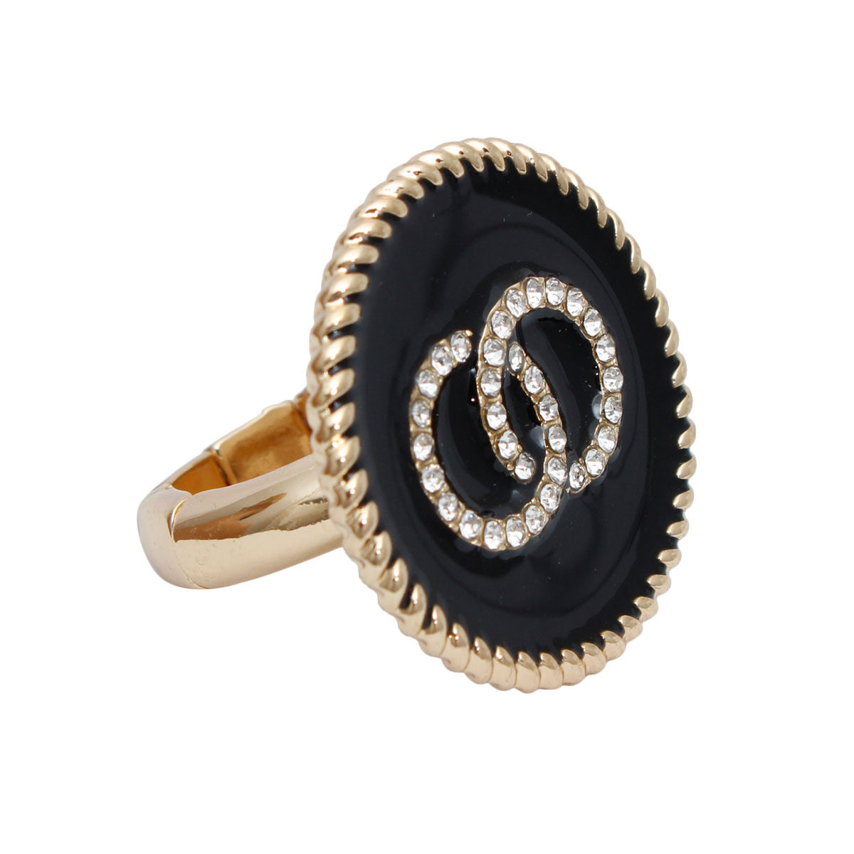 Black Infinity Charm Gold Ring