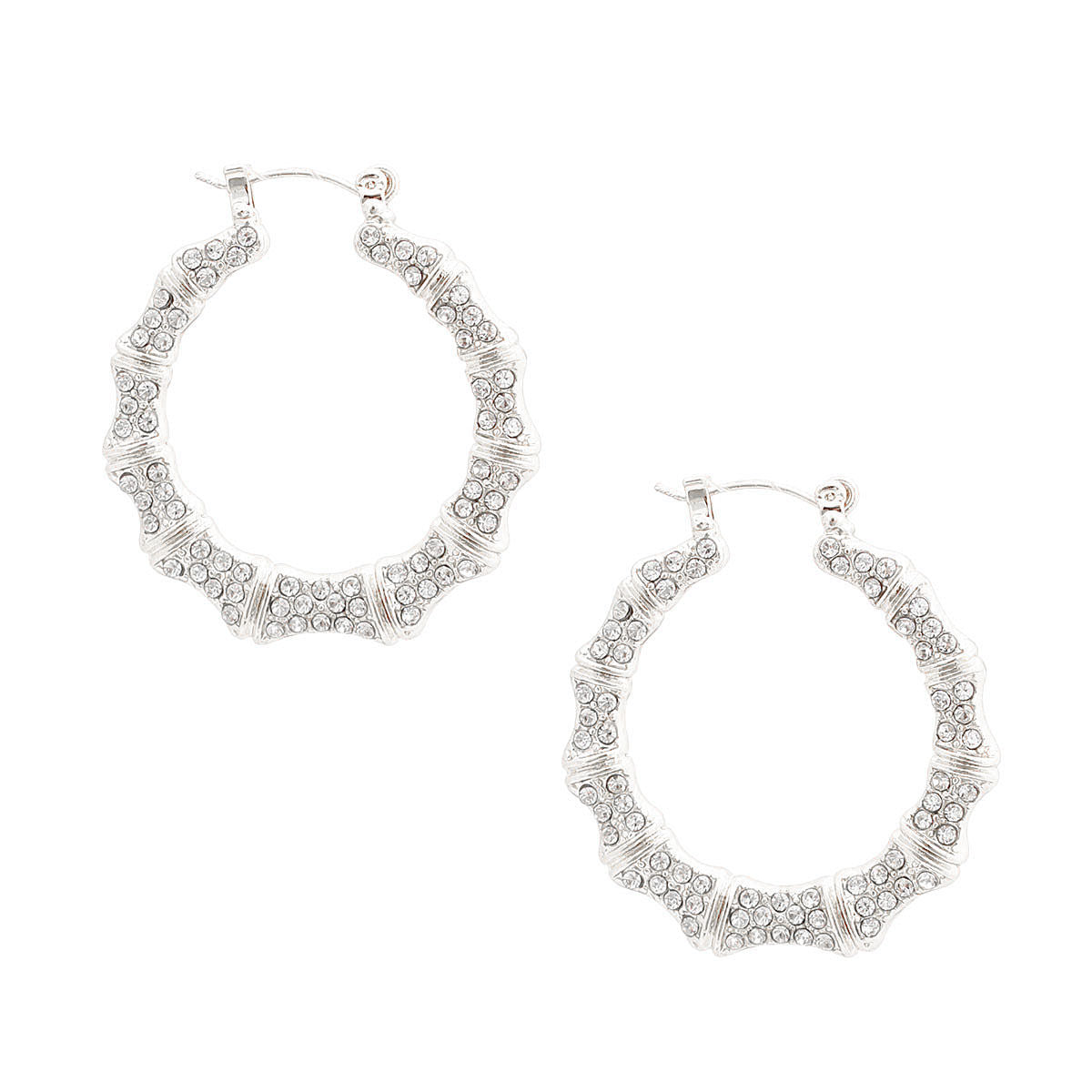 Silver Bling Thin Bamboo Hoops