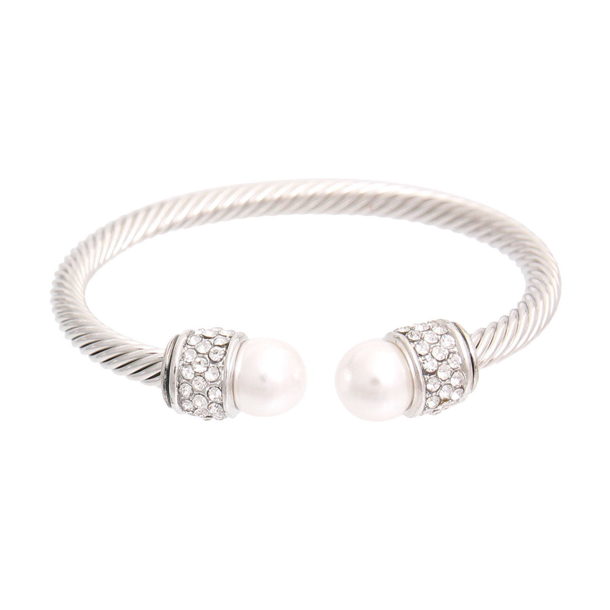 White Pearl Stone Cable Bangle