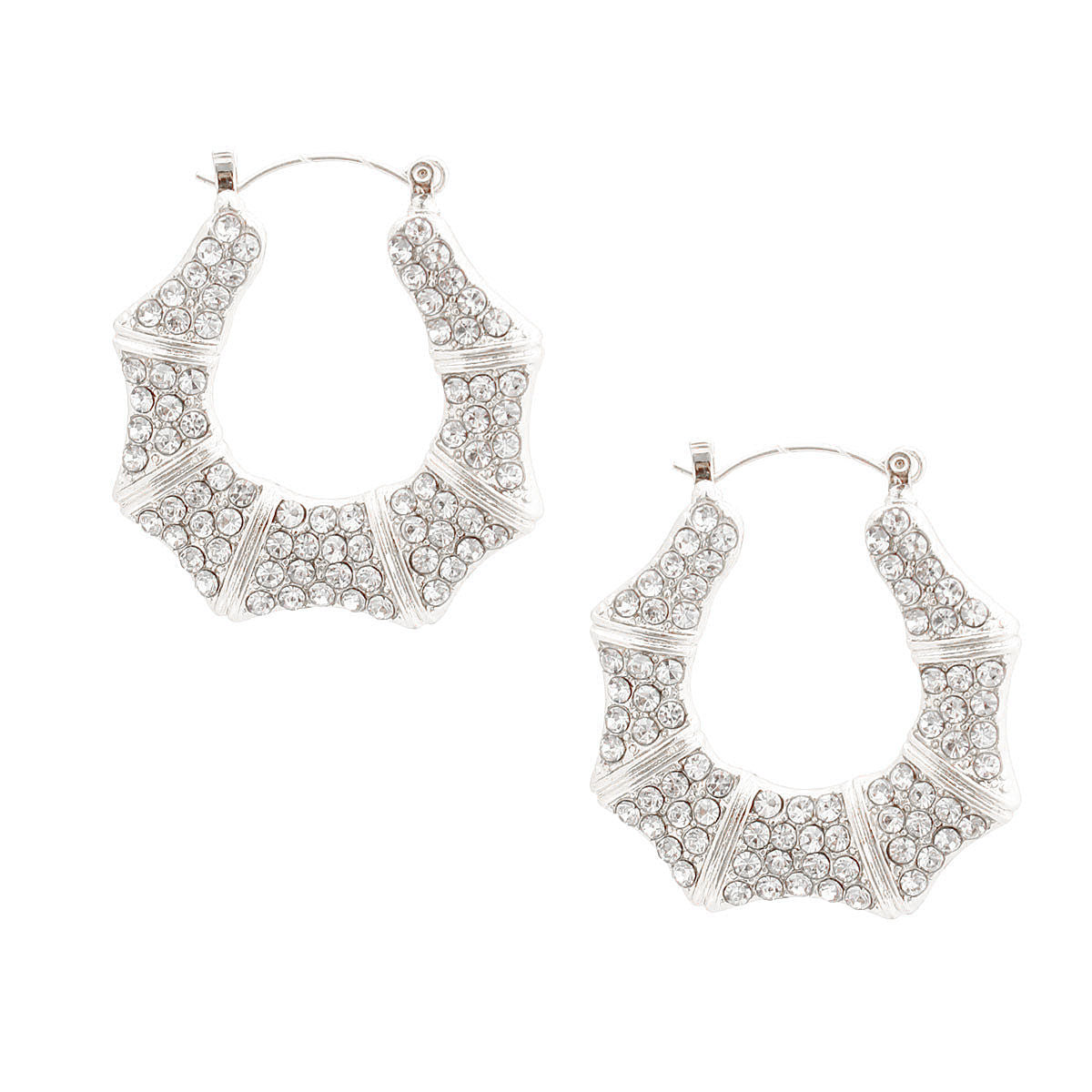 Silver Bling Bamboo Hoops