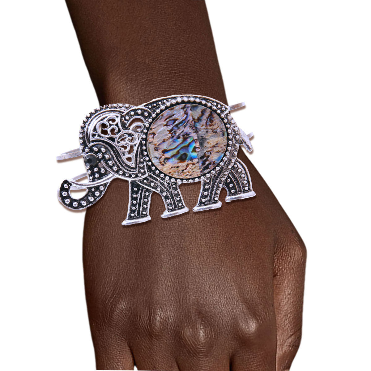 Abalone Elephant Hinge Bracelet