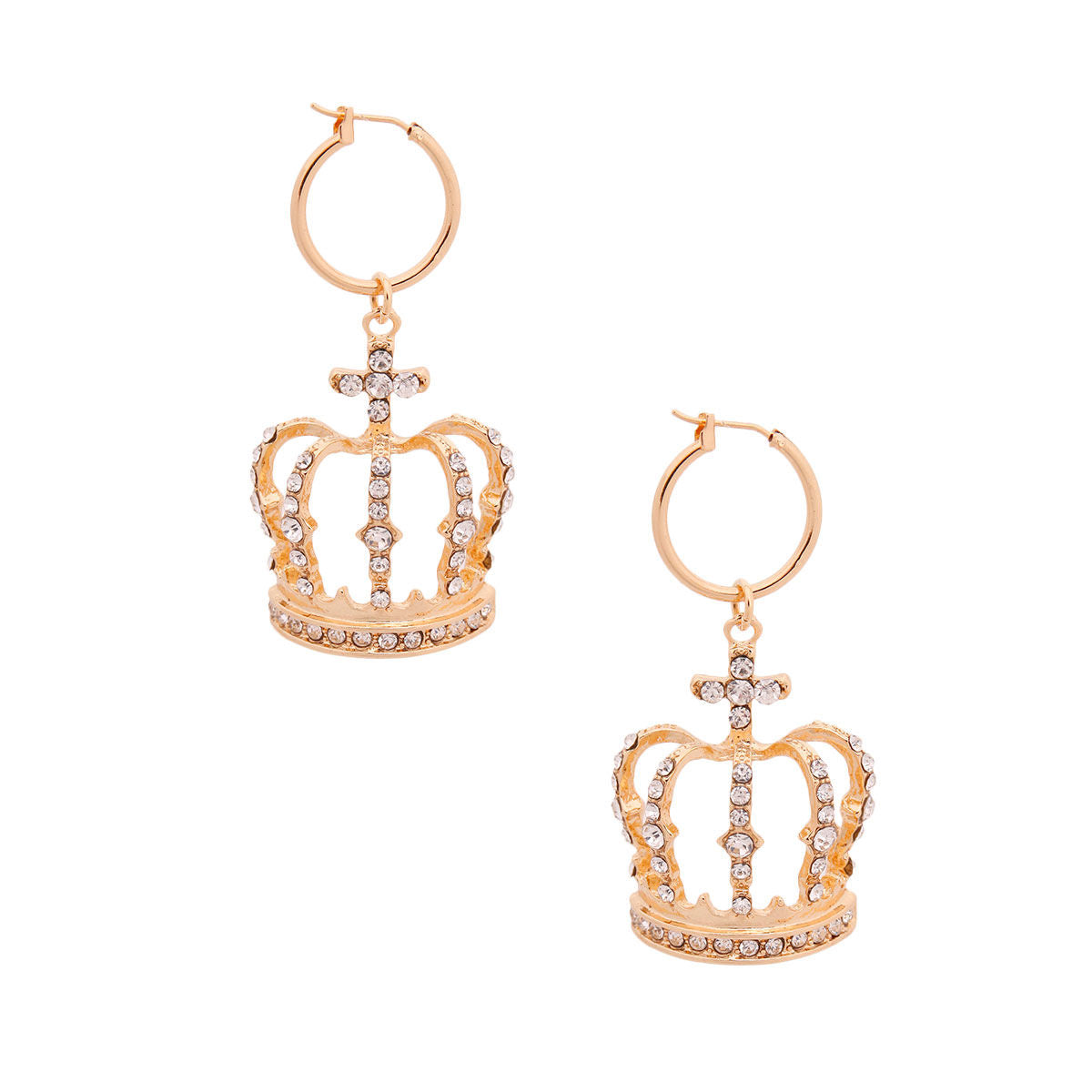 Gold Crown Baby Hoops