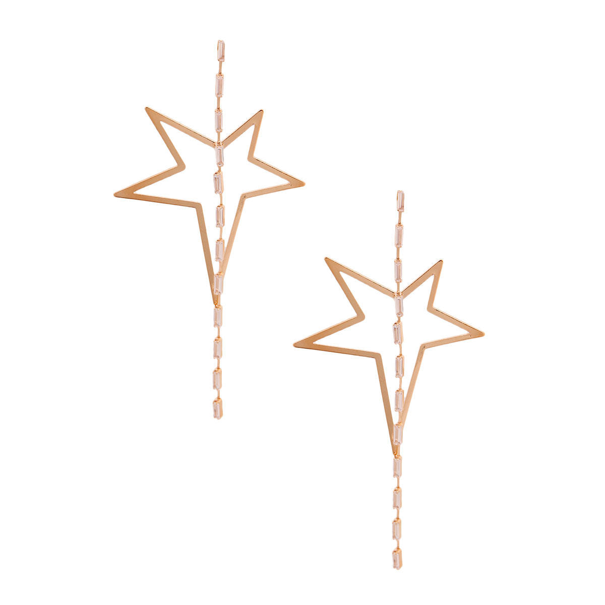 Gold Star Crystal Baguette Earrings