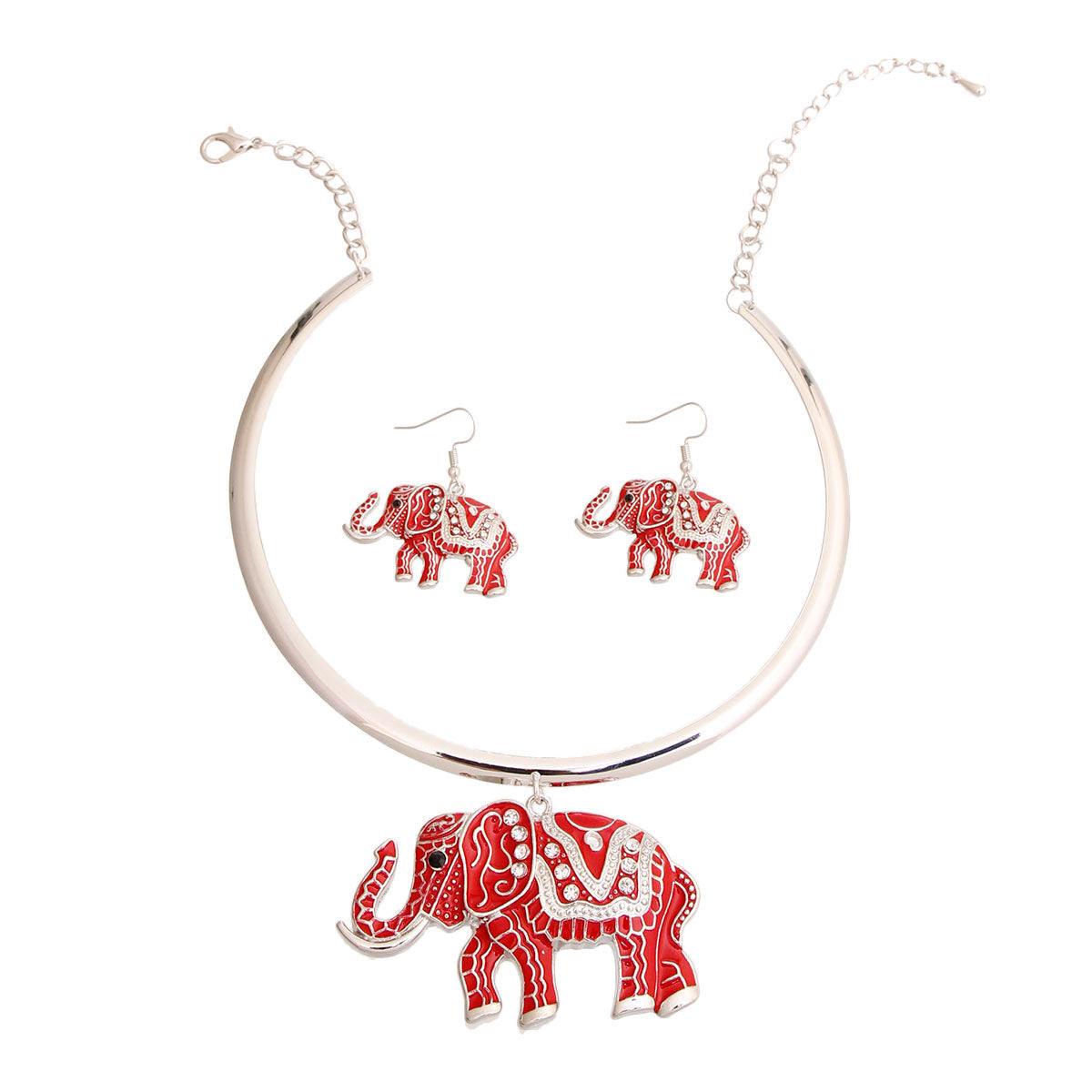 Red Tribal Elephant Choker Set