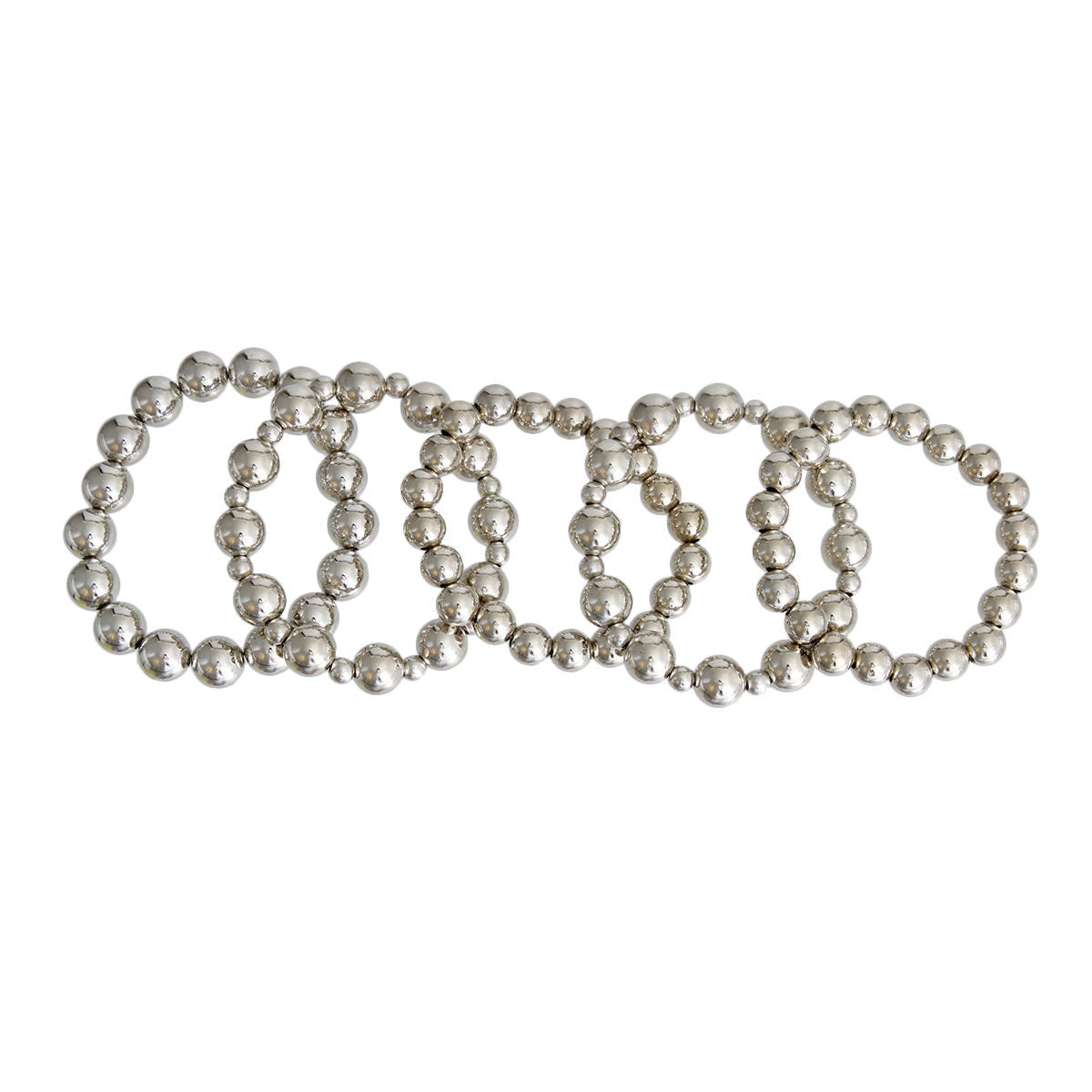 Silver Pearl Bracelets 5 Pcs