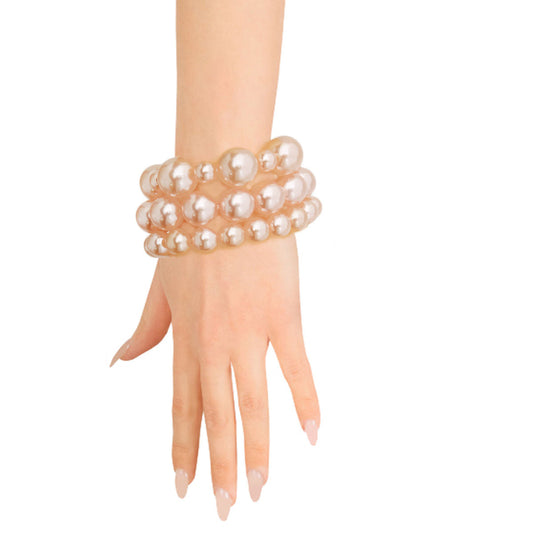 Peach Pearl 3 Pcs Bracelets