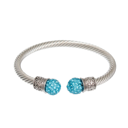 Turquoise Rhinestone Cable Bangle