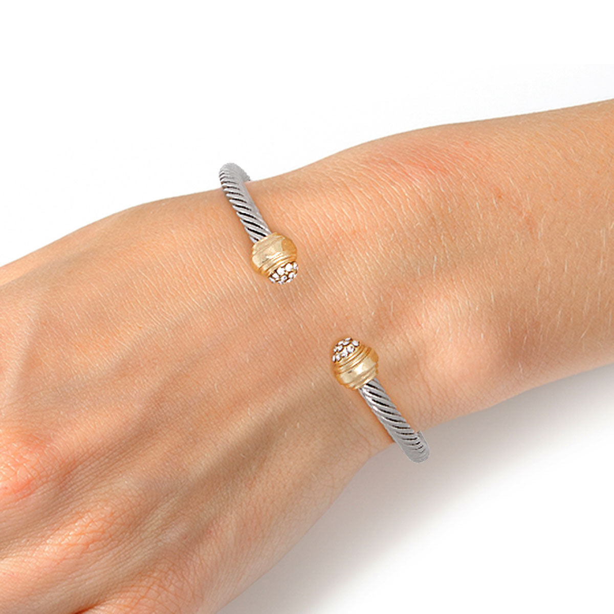 Two Tone Skinny Cable Bangle