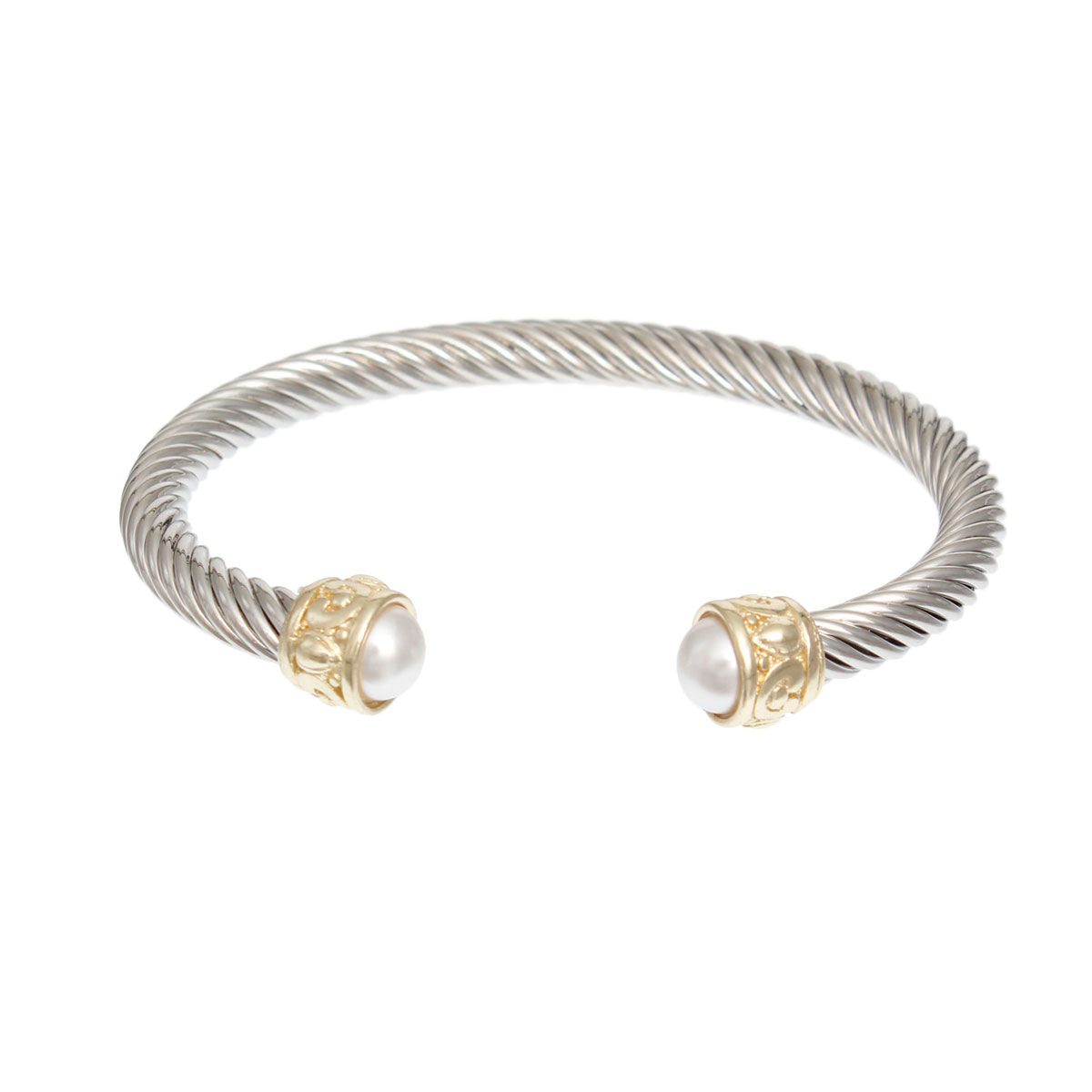 Two Tone Medium Cable Bangle