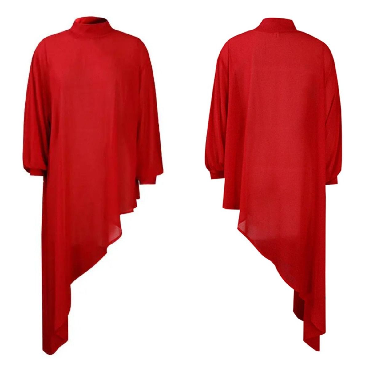 3XL Sheer Red Asymmetric Tunic