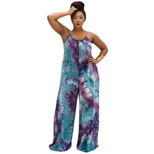 5XL Purple Tie Dye Jumpsuit