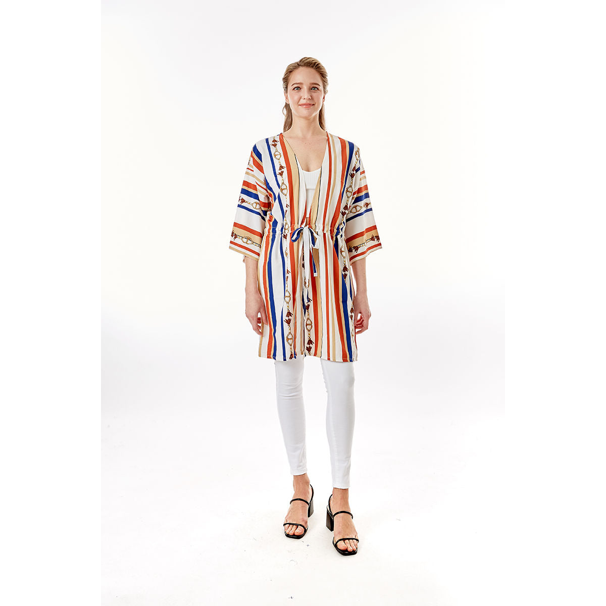 White Stripe Designer Horsebit Cover Up