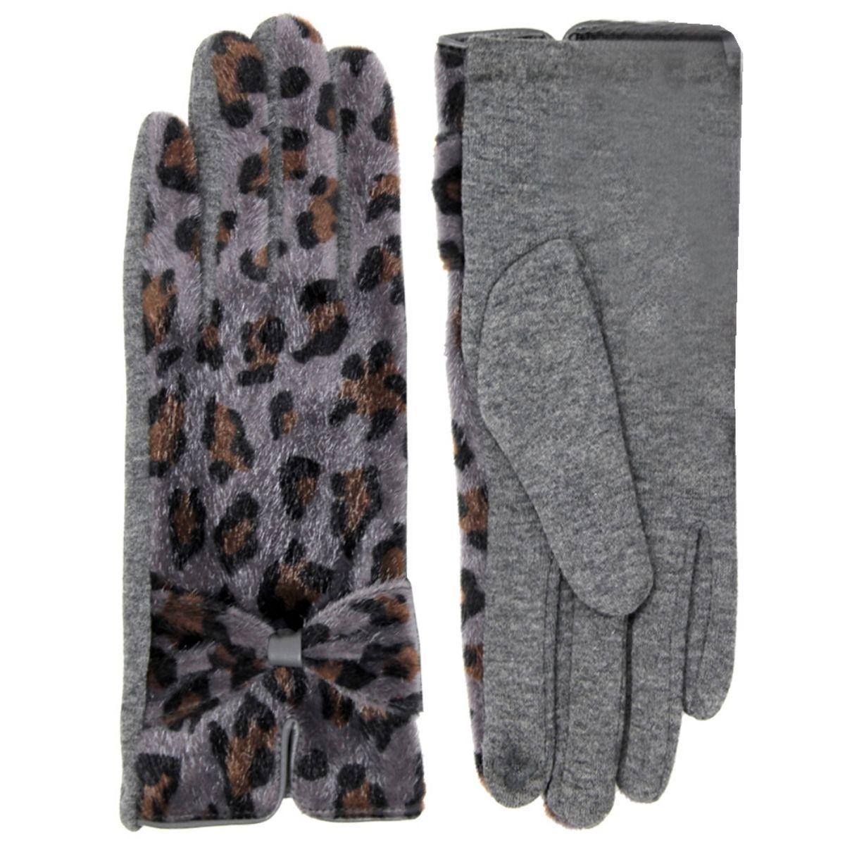 Gray Leopard Ribbon Smart Gloves