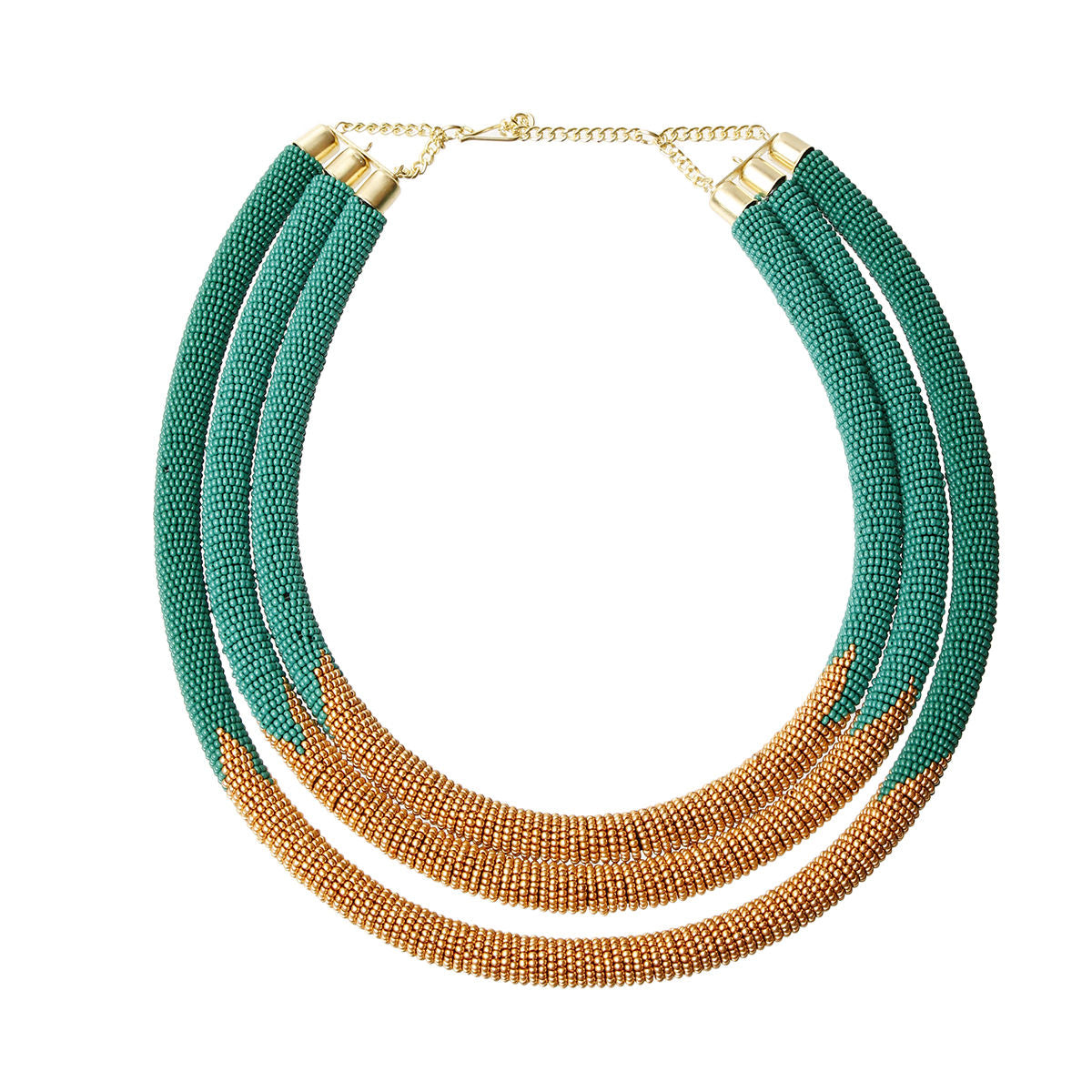 Teal Zulu Maasai Beaded Necklace