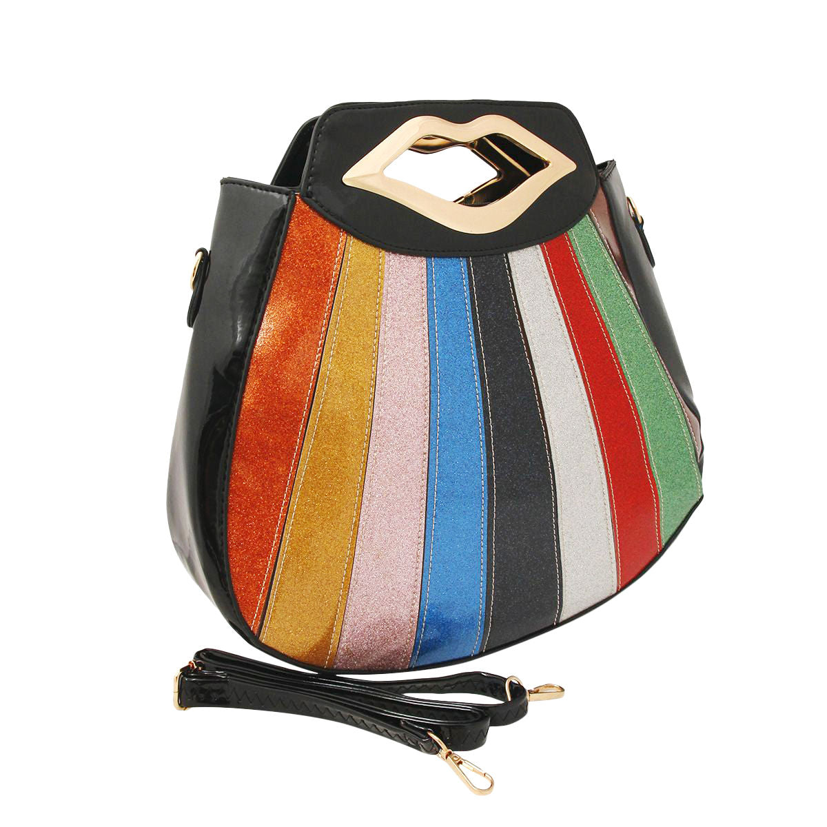 Retro Glitter Stripe Handbag