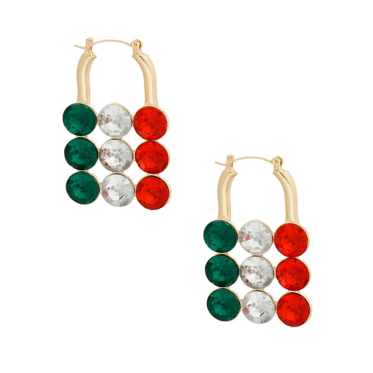 Red and Green Studded Lock Hoops