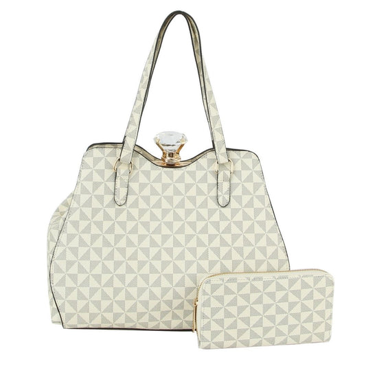 Beige Monogram Frame Handbag Set