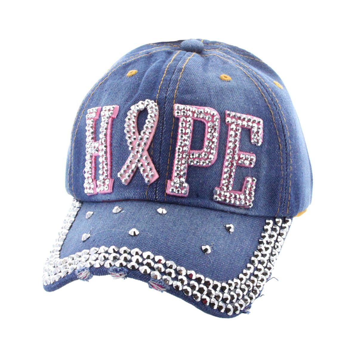 Denim Blue Hope Pink Ribbon Cap