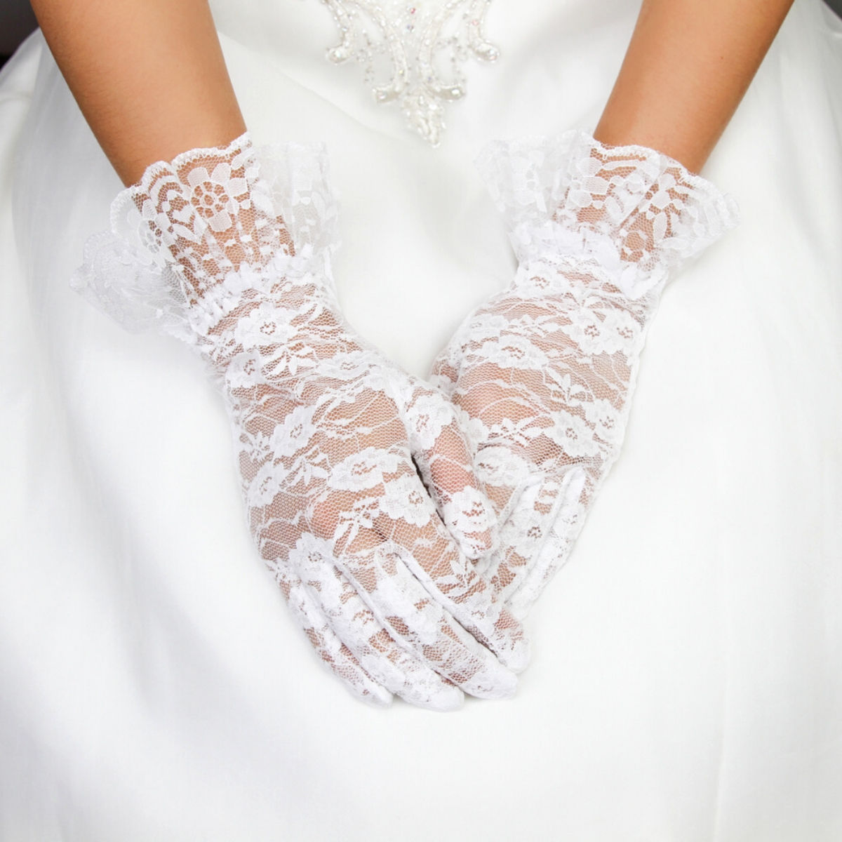 White Lace Gloves