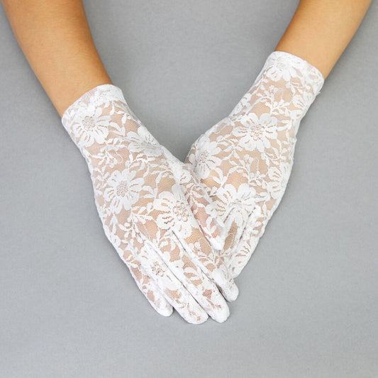 White Short Lace Gloves