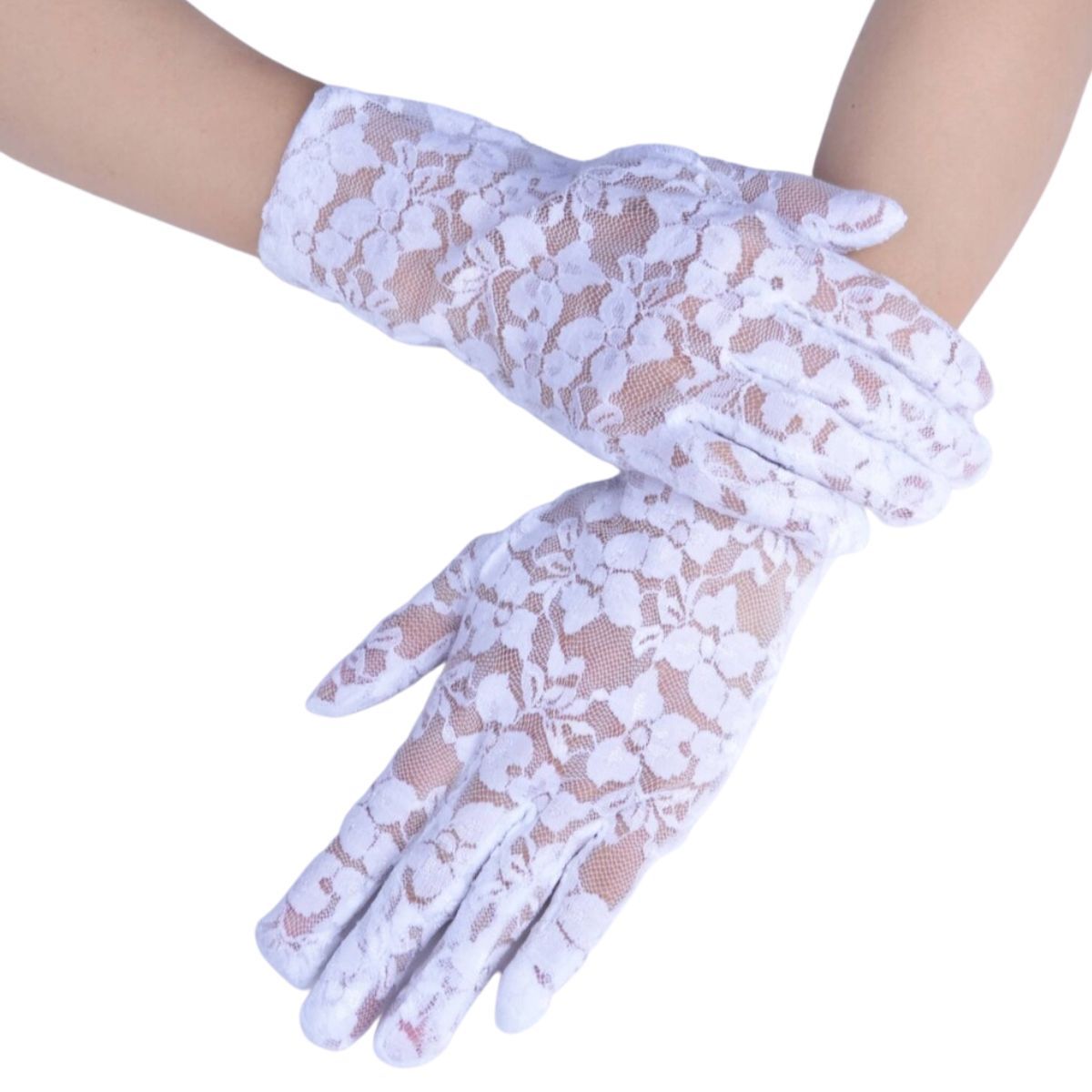 White Short Lace Gloves